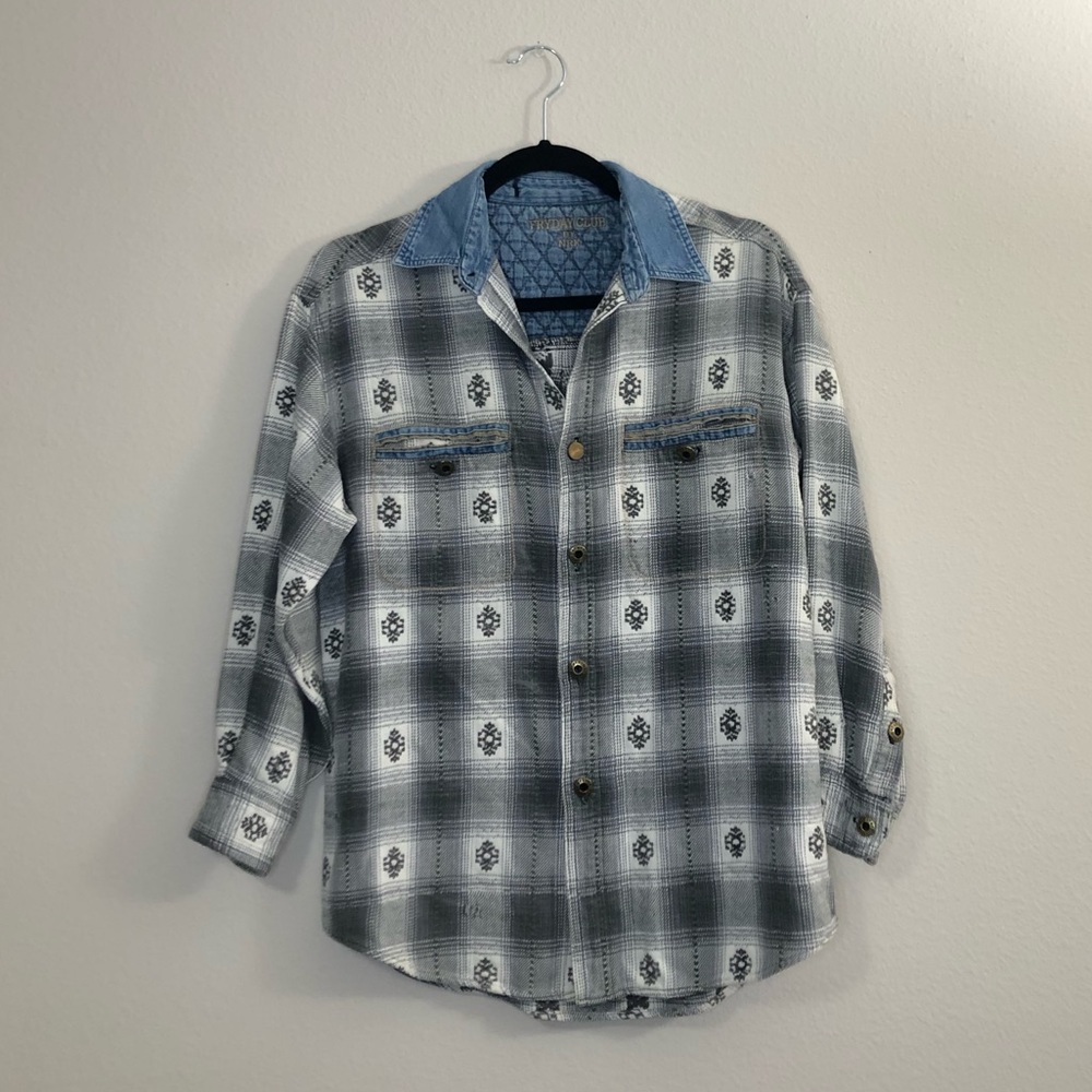 Vintage 90s Fryday Club by NRK Approx Mens Sz Medium See Measurements Plaid Top